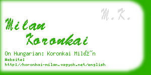 milan koronkai business card